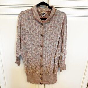 Anthropologie Lia Molly Vintage Rainbow Knit Dolman Sweater Cardigan Earthy